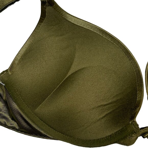 Victoria's Secret 32B Bombshell Push Up Bra Front Straps Olive Green Support - Picture 7 of 14